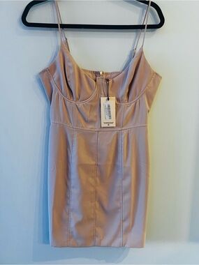 Sleeveless Nude Bodycon Mini Dress with Spaghetti Straps